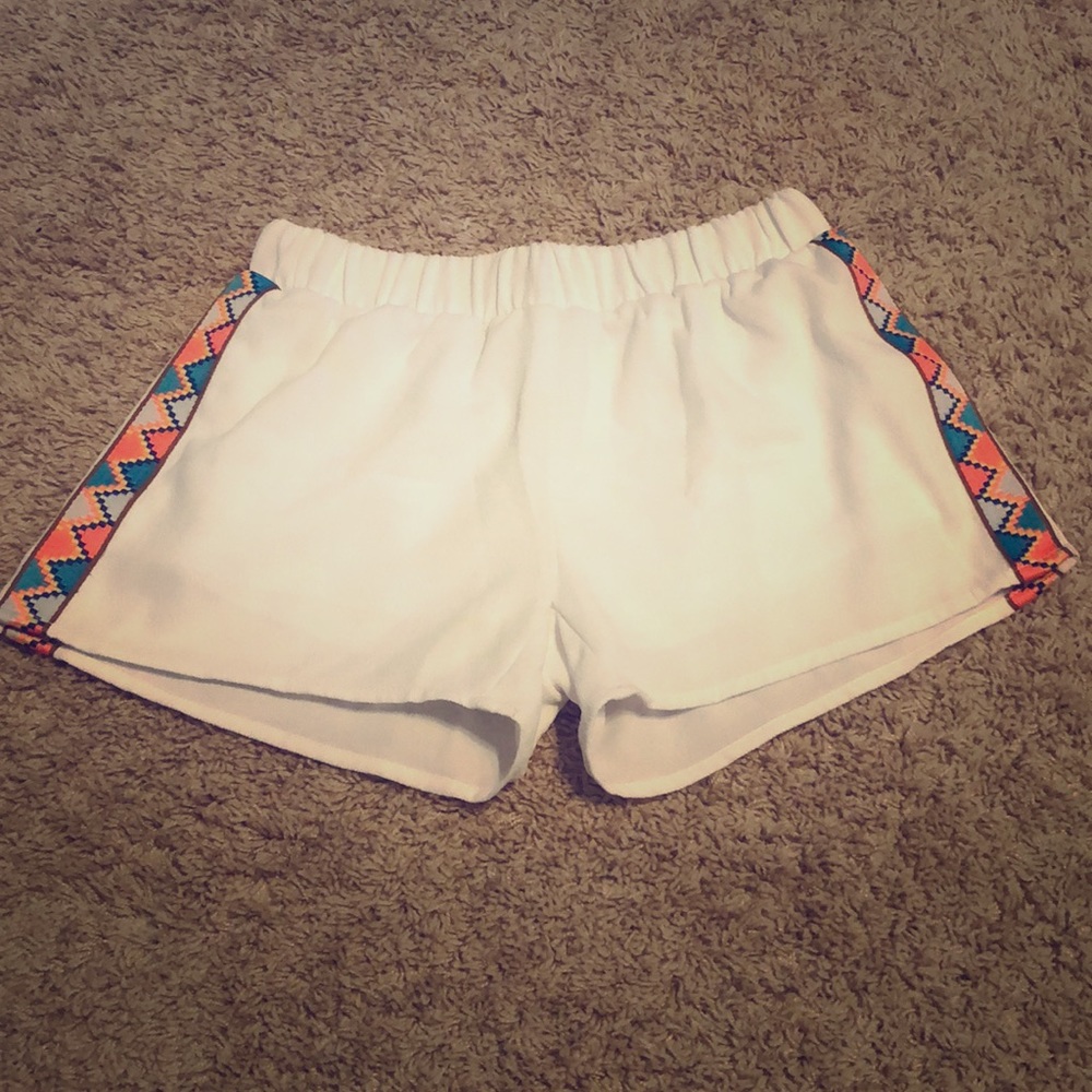 Neon boho and white soft shorts
